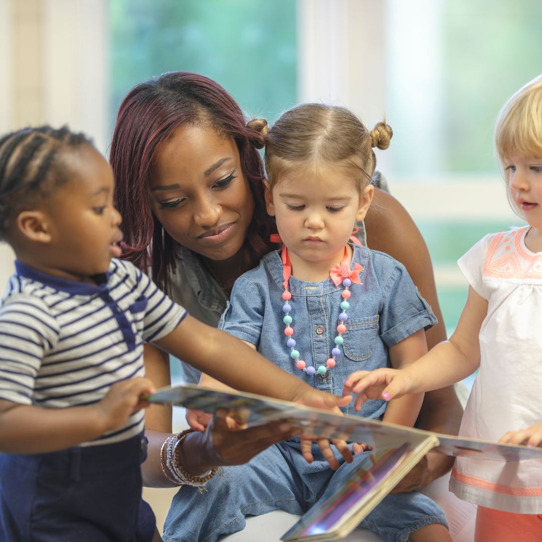 preschool teacher and students